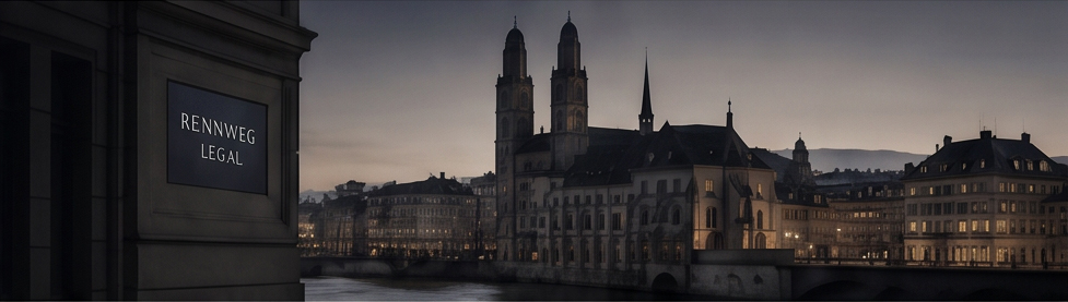 Zürich Panorama mit Rennweg Legal Schild