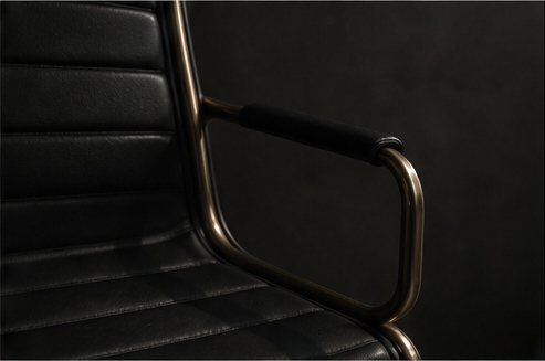 Material detail: leather and brass