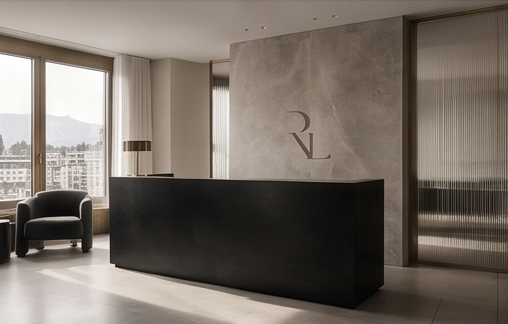 Reception with embossed RL wall