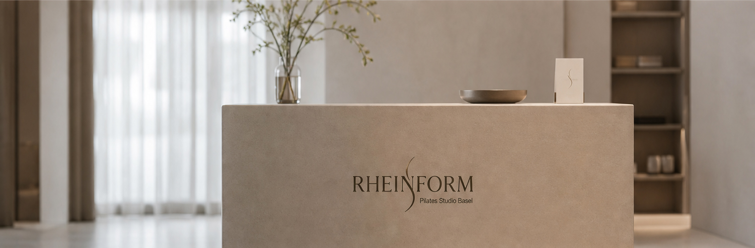 Reception desk with embossed logo